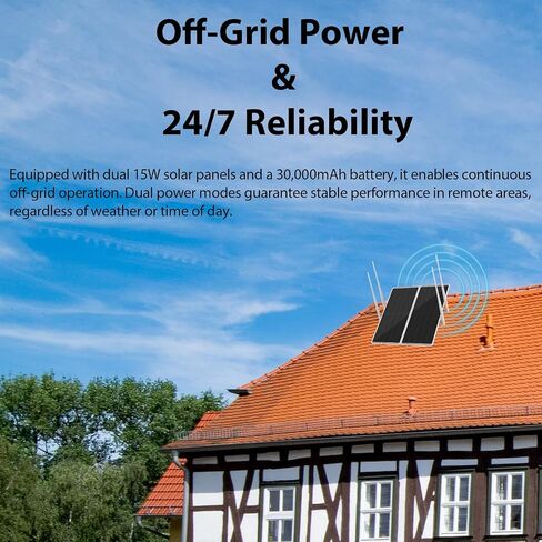 30W Solar WiFi Extender, 5.8G/2.4G Dual Band Solar WiFi Extender Signal Booster for Yard Farm Ranch, Solar Powered WiFi Repeater 111Wh Battery, IP66 Waterproof, 1200Mbps Coverage in Saudi Arabia