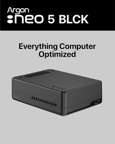 حافظة ألومنيوم Argon NEO 5 لجهاز Raspberry Pi 5 - مروحة مدمجة (أسود) in Kuwait