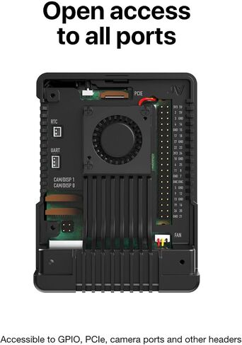 حافظة ألومنيوم Argon NEO 5 لجهاز Raspberry Pi 5 - مروحة مدمجة (أسود) in Kuwait