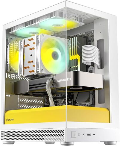 Okinos Aqua UNO Micro ATX Case, No Radiator Support, Max GPU Length 309mm, Quick-Release Panoramic Tempered Glass Front & Side, 3x120mm ARGB Fans Pre-Installed, Type-C 5Gbps, Polar White in Saudi Arabia