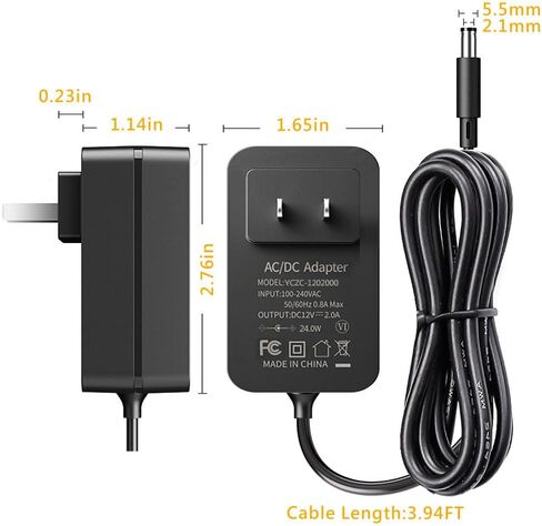 DC12V 2A Power Supply Adapter, SANSUN AC100-240V to DC12V Transformers, Switching Power Supply for 12V LED Strip Lights, 12 Volt 2 Amp Power Adaptor, 2.1mm X 5.5mm US Plug in Saudi Arabia