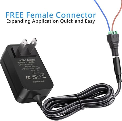 DC12V 2A Power Supply Adapter, SANSUN AC100-240V to DC12V Transformers, Switching Power Supply for 12V LED Strip Lights, 12 Volt 2 Amp Power Adaptor, 2.1mm X 5.5mm US Plug in Saudi Arabia