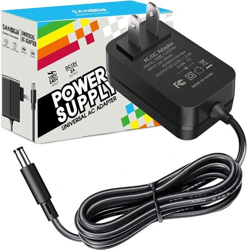 DC12V 2A Power Supply Adapter, SANSUN AC100-240V to DC12V Transformers, Switching Power Supply for 12V LED Strip Lights, 12 Volt 2 Amp Power Adaptor, 2.1mm X 5.5mm US Plug in Saudi Arabia
