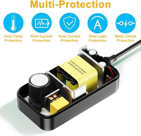 DC12V 2A Power Supply Adapter, SANSUN AC100-240V to DC12V Transformers, Switching Power Supply for 12V LED Strip Lights, 12 Volt 2 Amp Power Adaptor, 2.1mm X 5.5mm US Plug in Saudi Arabia