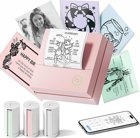 Mini Sticker Printer, PM290 Sticker Maker Machine with 3 Roll Paper | Good Quality, Portable, Smart AI APP, Mini Printer for Study, Gifts for Girls Boys, Back to School Supplies for Teachers in Saudi Arabia
