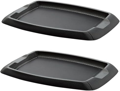 Car Dashboard Anti-Slip Mat, 8.66 × 5.12 in, Black | Features rich, in-depth texture reminiscent of real leather and lifelike stitching details. for Phones, Sunglasses, Keys in Saudi Arabia