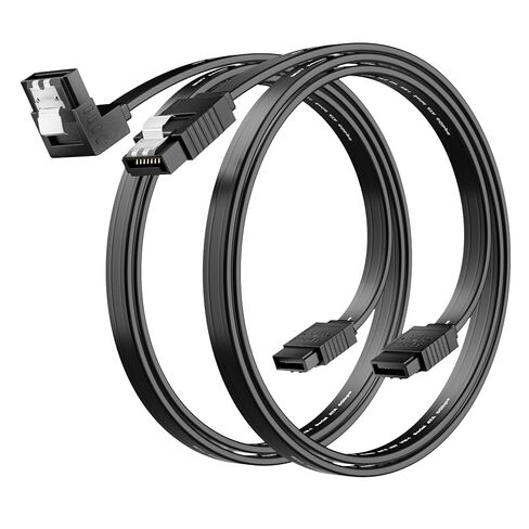 SATA Cable III 18 Inch (10-Pack), 7-Pin Right Angle and Straight Angle Connector, 6Gbps SATA Data Cord with Locking Latch, Compatible with HDD, SDD, CD Driver, CD Writer, Black Cable in Saudi Arabia