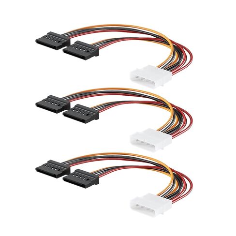 3 Pack 4 Pin Molex to Dual SATA Power Y-Cable Adapter, 4 Pin Male IDE Molex to 15 Pin Female Dual SATA Power Splitter Adapter, 7 Inch in Kuwait