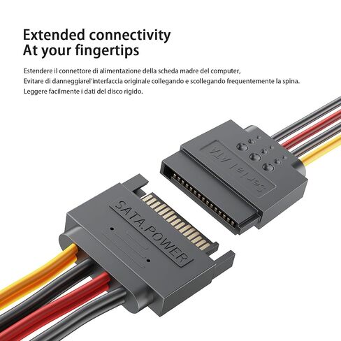 3 Pack 4 Pin Molex to Dual SATA Power Y-Cable Adapter, 4 Pin Male IDE Molex to 15 Pin Female Dual SATA Power Splitter Adapter, 7 Inch in Kuwait
