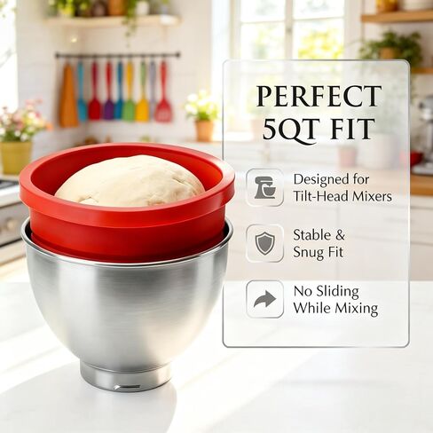 Silicone Bowl Liners for 5 Qt KitchenAid Stand Mixer – 3 Thickened Food-Grade Liners with Lids, Stand Mixer Accessories, Ideal for Multiple Dough Batches, Daily Mixing & Easy Cleanup & Easy to store in Saudi Arabia