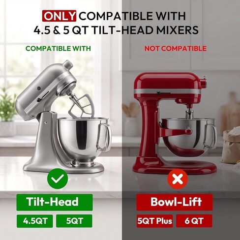 Stainless Steel Flex Edge Paddle for KitchenAid Tilt-Head Stand Mixer 4.5 5 QT, No Coating Flat Beater with Dual Silicone Scrapers, Kitchen Aid Accessories and Attachments, Replacement KFE5T in Saudi Arabia
