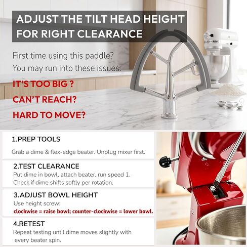 Stainless Steel Flex Edge Paddle for KitchenAid Tilt-Head Stand Mixer 4.5 5 QT, No Coating Flat Beater with Dual Silicone Scrapers, Kitchen Aid Accessories and Attachments, Replacement KFE5T in Saudi Arabia