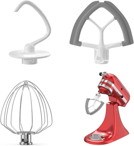 Flex Edge Beater 3Pcs for KitchenAid Mixer Attachments and Accessories Compatible with 6 Quart Lifting Stand Mixers (KN256 6-Wire Whip, 6QT Flat Beater Paddle, 6QT Dough Hook Attachment) in Saudi Arabia