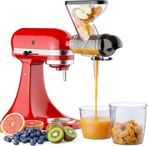 Masticating Juicer Attachment for KitchenAid Stand Mixer | Slow Juicer Attachment with Dual Feed Chute and Pusher, Cold Pressed Juicer Machine for Fruits & Vegetables in Saudi Arabia
