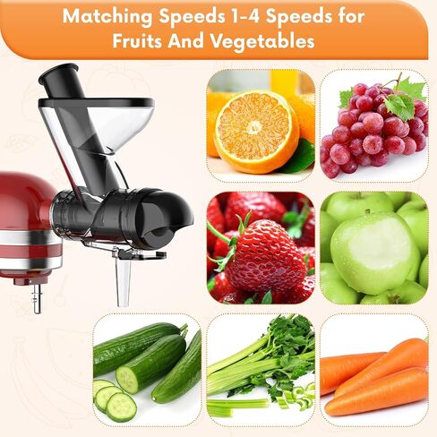 Masticating Juicer Attachment for KitchenAid Stand Mixer | Slow Juicer Attachment with Dual Feed Chute and Pusher, Cold Pressed Juicer Machine for Fruits & Vegetables in Saudi Arabia