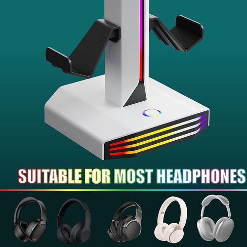 RGB Game Controller Headset Holder,Stylish and Space-Saving Stand with Dual USB Ports for Gaming Setup,ABS Material,11.73x5.59x5.55in in Saudi Arabia