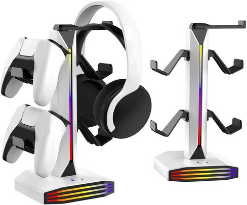 RGB Game Controller Headset Holder,Stylish and Space-Saving Stand with Dual USB Ports for Gaming Setup,ABS Material,11.73x5.59x5.55in in Saudi Arabia