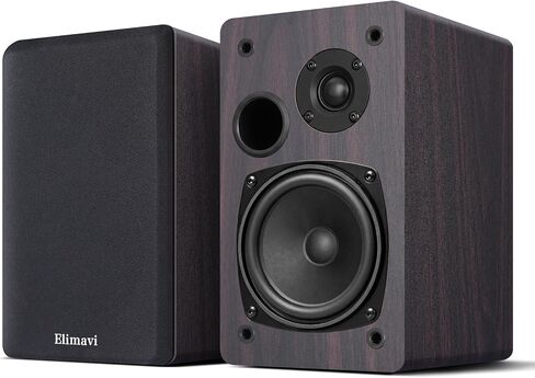 Elimavi Passive Bookshelf Speakers, Requires a Receiver or Amplifier, Black | 2-Way Design with 4" Woofer & 1" Silk Horn Tweeter, Stereo Speakers for Home Theater Surround Sound, Cables included in Saudi Arabia