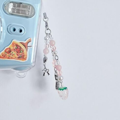 cioatu Cute Y2K Phone Charm Aesthetic Cellphone Chain Strap Lanyard For Phone Pink Strawberry Butterfly PhoneCharms for Bag Keychain Airpods Camera (Pink Strawberry) in Saudi Arabia
