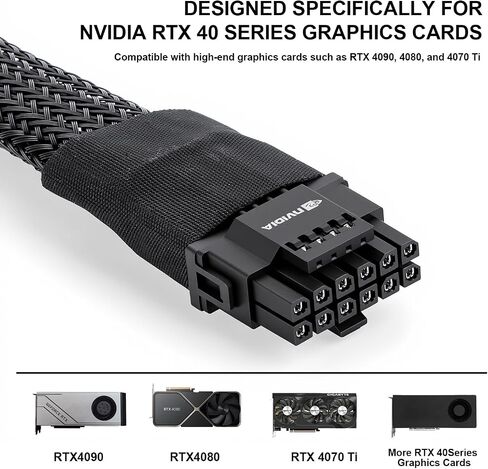 Iesooy GPU 8-Pin to 12VHPWR 16-Pin(12+4) Power Cable - 5.9 in Braided GPU Adapter Cable, 14AWG Tinned Copper Wire for RTX4090/4080/4070Ti in Saudi Arabia
