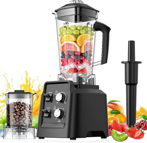 Blender, 1800W Blender with Grinder - 6-Blade Professional Smoothie Blenders for Kitchen, Crushes Ice, Self-Cleaning, 68oz & 20oz Jars Dishwasher Safe, for Baby Food, Nut Butter in Saudi Arabia