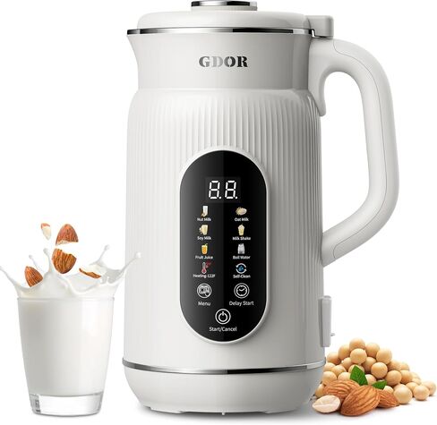 GDOR 42oz Smart Nut Milk Maker, 9-in-1 Plant Milk Machine for Almond, Oat, Soy, Juice & Smoothie, Large Touch Display Blender with Keep Warm, Boil Water, 12H Delay and Self-Cleaning in Saudi Arabia