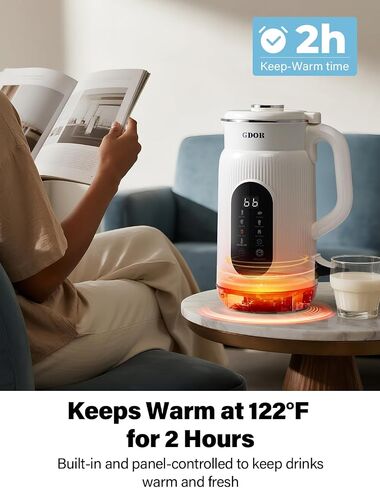 GDOR 42oz Smart Nut Milk Maker, 9-in-1 Plant Milk Machine for Almond, Oat, Soy, Juice & Smoothie, Large Touch Display Blender with Keep Warm, Boil Water, 12H Delay and Self-Cleaning in Saudi Arabia