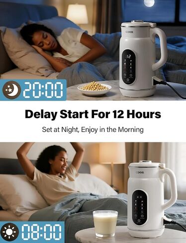 GDOR 42oz Smart Nut Milk Maker, 9-in-1 Plant Milk Machine for Almond, Oat, Soy, Juice & Smoothie, Large Touch Display Blender with Keep Warm, Boil Water, 12H Delay and Self-Cleaning in Saudi Arabia