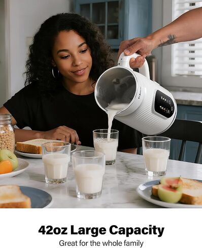 GDOR 42oz Smart Nut Milk Maker, 9-in-1 Plant Milk Machine for Almond, Oat, Soy, Juice & Smoothie, Large Touch Display Blender with Keep Warm, Boil Water, 12H Delay and Self-Cleaning in Saudi Arabia