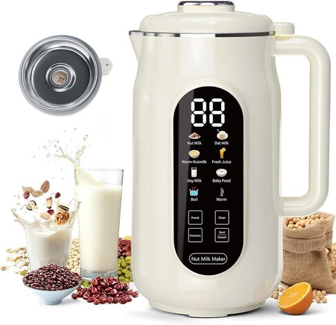 10 in 1 Nut Milk Maker Machine, 42oz IMD Screen Almond Milk Maker, Soy Milk Maker with Self-Cleaning, Delay Start, Keep Warm, Boil Water, Automatic Plant-Based Milk Blender for Soybean, Oat, Coconut in Saudi Arabia