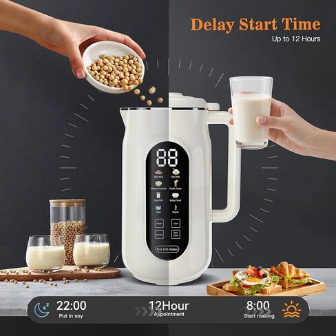 10 in 1 Nut Milk Maker Machine, 42oz IMD Screen Almond Milk Maker, Soy Milk Maker with Self-Cleaning, Delay Start, Keep Warm, Boil Water, Automatic Plant-Based Milk Blender for Soybean, Oat, Coconut in Saudi Arabia