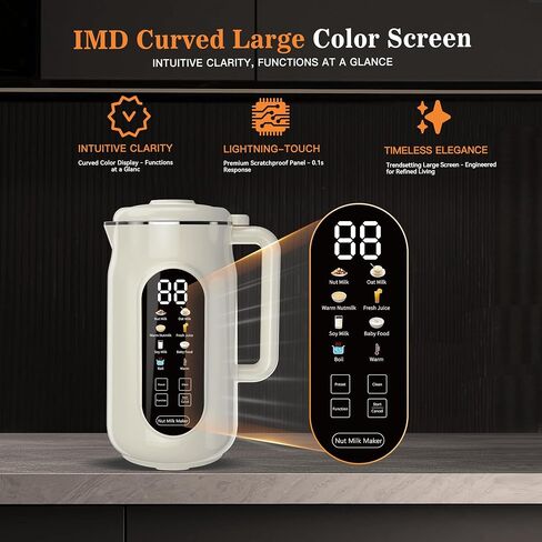 10 in 1 Nut Milk Maker Machine, 42oz IMD Screen Almond Milk Maker, Soy Milk Maker with Self-Cleaning, Delay Start, Keep Warm, Boil Water, Automatic Plant-Based Milk Blender for Soybean, Oat, Coconut in Saudi Arabia
