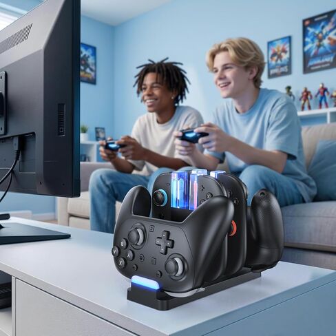 KINWIN Switch 2 Controller Charging Dock for Joypad 2 & Pro Controlle 2/1 | 6 in 1 Fast Joypad Charger Stand & Orgnizer Station for Joypad 2 & Pro Controller 1/2 , LED Indicator, USB Chraging Cable in Kuwait