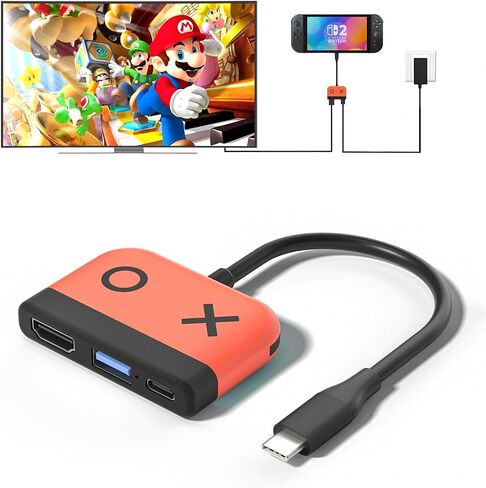 Switch Dock for Nintendo Switch 2,Portable TV Docking Station Replacement with 4K/60HZ HDMI TV USB 3.0 Port and USB C Charging,Compatible with Nintendo Switch 1/2/OLED Steam Deck in Kuwait