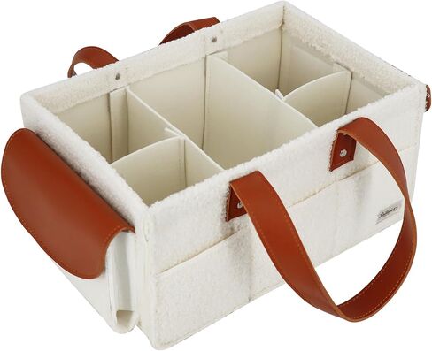 Baby Diaper Caddy, Portable Nursery Storage Basket with Handles and Removable Dividers, Felt Organizer for Diapers, Wipes, Toys in Saudi Arabia
