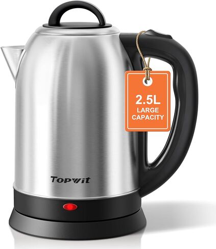 Topwit 2.5L Large Electric Kettle,Fast Boil Stainless Steel Electric Kettle | BPA Free Hot Water Kettle Electric, Removable Lid, Auto Shut-Off, Boil-Dry Protection, Large Capacity for Family, 1200W in Saudi Arabia
