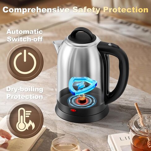 Topwit 2.5L Large Electric Kettle,Fast Boil Stainless Steel Electric Kettle | BPA Free Hot Water Kettle Electric, Removable Lid, Auto Shut-Off, Boil-Dry Protection, Large Capacity for Family, 1200W in Saudi Arabia
