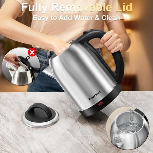 Topwit 2.5L Large Electric Kettle,Fast Boil Stainless Steel Electric Kettle | BPA Free Hot Water Kettle Electric, Removable Lid, Auto Shut-Off, Boil-Dry Protection, Large Capacity for Family, 1200W in Saudi Arabia
