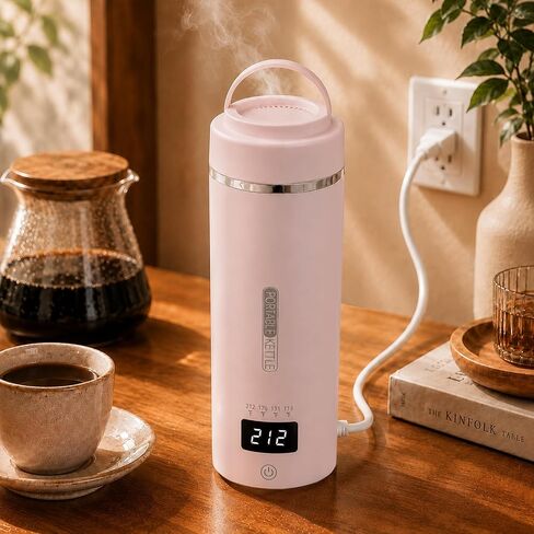 Travel Kettle, Portable Electric Kettle for 4 Temperature Controls, Black | 304 Stainless Steel Liner, Auto Shut-off, 300W (120V) Fast Boiling, Water Bottle for Business Trips, Dorm & Office, 450ml in Saudi Arabia