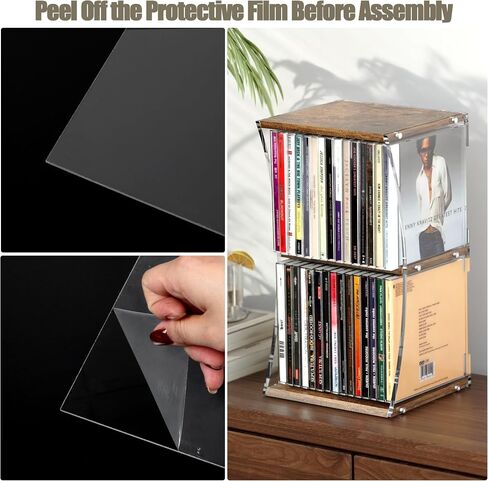 Alyoen 2-Tier CD Case Holder, CD Storage Rack for Display, Holds Up to 30 Standard CDs, CD Organizer Shelf with Curved Design for Home Theater & Office, Ideal for Music Enthusiasts in Saudi Arabia