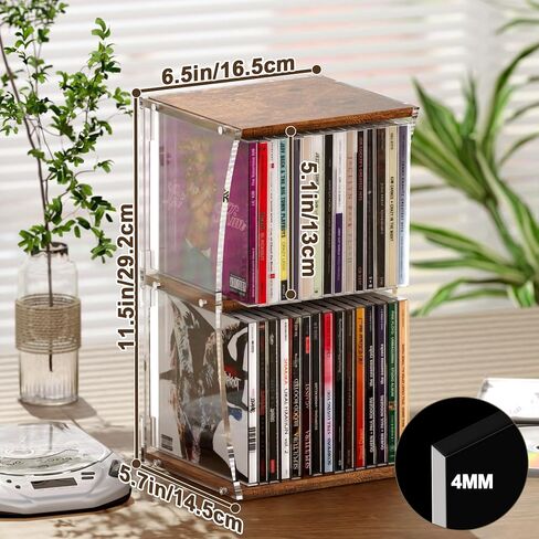 Alyoen 2-Tier CD Case Holder, CD Storage Rack for Display, Holds Up to 30 Standard CDs, CD Organizer Shelf with Curved Design for Home Theater & Office, Ideal for Music Enthusiasts in Saudi Arabia