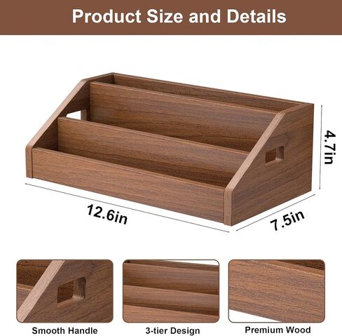 3 Tier CD Holder,Wood CD Storage Rack,CD/DVD Display Stand | Holds 24 Jewel Cases,CD Organizer with Handles for CD DVD Cassettes Tapes,Rustic Brown for Home Office & Music Lovers in Saudi Arabia