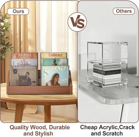 3 Tier CD Holder,Wood CD Storage Rack,CD/DVD Display Stand | Holds 24 Jewel Cases,CD Organizer with Handles for CD DVD Cassettes Tapes,Rustic Brown for Home Office & Music Lovers in Saudi Arabia