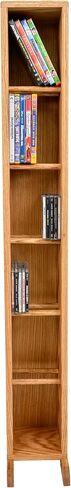 Wood Shed Hill 12 Series CD Storage Cabine, Real Oak Wood Media & Display Shelves, Handcrafted in The USA in Saudi Arabia