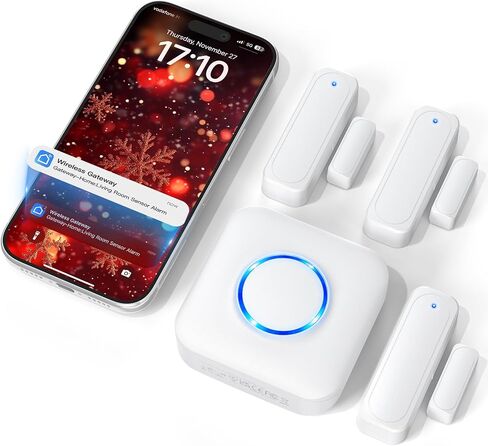 WiFi Door Sensor Chime, Smart Door Open Alert Window Sensor | For Business/Home/Kids Safety, Window Contact Alarm with Free App Notification, 500ft Range, 32 Melodies, 5 Volume Levels in Saudi Arabia