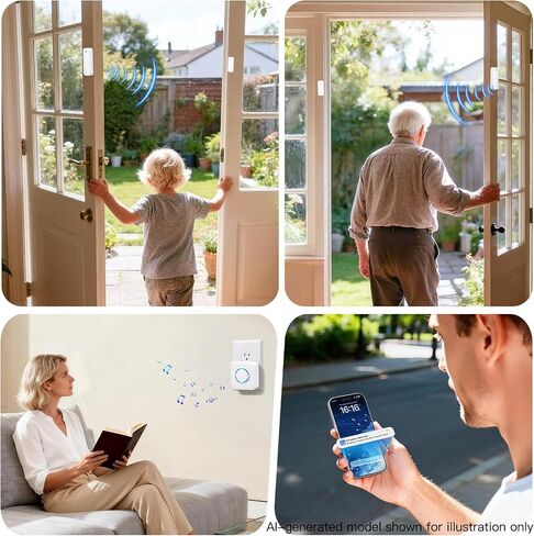 WiFi Door Sensor Chime, Smart Door Open Alert Window Sensor | For Business/Home/Kids Safety, Window Contact Alarm with Free App Notification, 500ft Range, 32 Melodies, 5 Volume Levels in Saudi Arabia