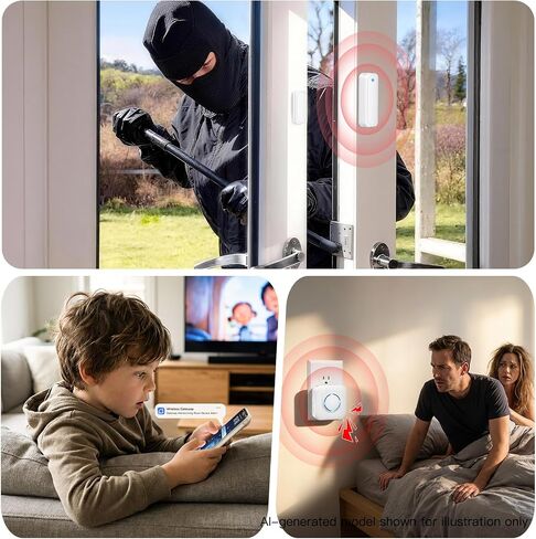 WiFi Door Sensor Chime, Smart Door Open Alert Window Sensor | For Business/Home/Kids Safety, Window Contact Alarm with Free App Notification, 500ft Range, 32 Melodies, 5 Volume Levels in Saudi Arabia