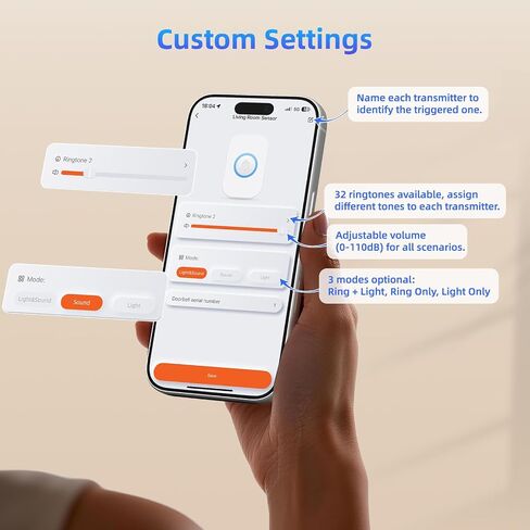 WiFi Door Sensor Chime, Smart Door Open Alert Window Sensor | For Business/Home/Kids Safety, Window Contact Alarm with Free App Notification, 500ft Range, 32 Melodies, 5 Volume Levels in Saudi Arabia