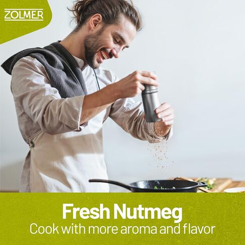 Spice Grinder with Storage Container for Fine Nutmeg Powder - SIlver | Extra-sharp stainless steel mechanism for whole nutmeg, manual and compact for kitchen or table in Saudi Arabia