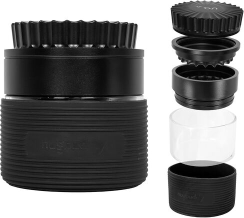 nugbuddy Herb & Spice Grinder | Toothless Mill | Non-Stick Ceramic Coating | Glass Chamber | Storage Compartment | Screen Free | Fluffy Grind | Kitchen Tool in Saudi Arabia